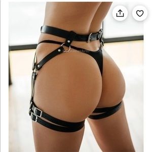 Black leather garter belt